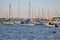 Boats and yachts docked at the Cobb harbor of Lyme Regis. West Dorset. England