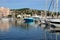 Boats and yachts in Golf Juan harbor, French Riviera, France