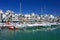 Boats and yachts moored in Duquesa port in Spain on the Costa de