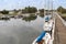 Boats, yachts mooring along the Moyne River in Port Fairy in Vic