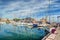 Boats and yachts parked in La Cala bay, old port in Palermo