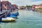 Boatyard with many boats on the water in Venice, Italy