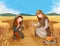 Boaz and Ruth, Bible story illustration.
