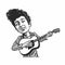 Bob Dylan Playing Guitar Cartoon Caricature