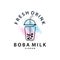 Boba Drink Logo, Milk Tea Cute Boba Pearl Jelly Drink Bubble Vector Simple Minimalist Design