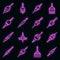 Bobber icons set vector neon