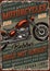 Bobber motorcycle vintage colorful poster