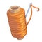 Bobbin of orange thread with needle