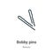 Bobby pins outline vector icon. Thin line black bobby pins icon, flat vector simple element illustration from editable beauty