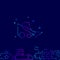 Bobcat machine, mini bulldozer vector gradient line icon, illustration on a dark blue background. Related bottom border