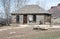 Bobcat Ridge Natural Area historic pioneer log cabin interior with water pump and wash tub near M