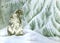 Bobcat under the snow watercolour