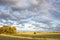 Bobr Valley Landscape Park Polish: Dolina Bobru. Meadows in Lower Silesia, clouds on evening sky