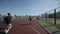 Bobruisk, Belarus - 12 August 2019: Slow motion. Close view. basketball player catching a ball, throwing it high into