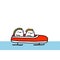 Bobsleigh hand drawn vector illustration in cartoon comic style sportive people inside