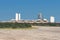 Boca Chica Village, Texas / United States - August 16, 2019: A view of SpaceX`s Starhopper Starship prototype