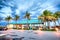 BOCA RATON, FL - APRIL 10, 2018: Palms and car park along South Ocean Drive. Boca Raton is a famoust touristic town