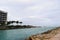 Boca Raton Inlet with palm trees and Atlantic ocean