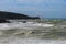 Boccale Castle, Seashore and Choppy Sea in Windy Day in Livorno, Italy