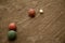 Bocce ball game. Classic outdoor game on a sand floor and played with balls and a bochin or small ball. Sport for older adults. Cl