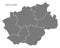 Bochum city map with boroughs grey illustration silhouette shape