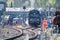 Bochum , Germany - April 18 2015 : Worker observing the activities at the railway main station