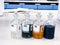 BOD bottle for analysis Biochemical Oxygen Demand in wastewater sample, precipitation with solvent in flask, can use as a science.