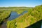 Bode river in Germany and a suspension bridge