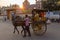 Bodhgaya, Bihar India - February 13,  2016 : Horse cart on street. Bodhgaya is the most revered of all Buddhist sacred sites