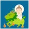 Bodhisattva and auspicious animal. Vector Illustration