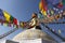 Bodhnath stupa with colorful flag