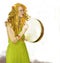 Bodhran Lady with Golden Hair