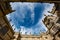 Bodleian library courtyard looking up at the sky