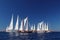 Bodrum Turkey 27 October 2018: Bodrum Sailing Cup Gulet Wooden Sailboats and sailing yachts racing.