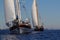 Bodrum Turkey 27 October 2018: Bodrum Sailing Cup Gulet Wooden Sailboats and sailing yachts racing.