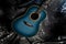 Body of blue acoustic guitar