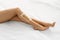 Body Care. Long Woman\'s Legs With Wax. Depilation Concept