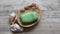 Body care. Silver Lips Seashells, Rose Decorated Soap Tray, Green Soap.