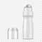 Body deodorant roll-on white blank plastic bottle with open clear screw cap vector mockup. Realistic mock-up. Template