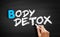 Body detox text on blackboard