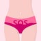 Body fragment in bikini with blood stain, SOS.