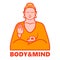 Body and mind yoga, isolated buddha logotype in vector