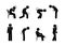 Body pain, head ache, back pain, people stick figure icon, sign symbol, pictogram working and health effects