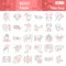 Body pain thin line icon set, Pain in human body symbols collection or sketches. Male body parts linear style signs for