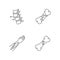 Body part injuries pixel perfect linear icons set. Spinal vertebra, spine dislocation. Broken bones. Customizable thin