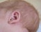 body part small baby ear close-up. background soft focus.