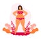 Body positive concept vector. Happy plus size girl wearing swimsuit and smiling. Active healthy lifestyle