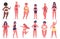 Body positive girls. Multiracial women group of different figure type, size and height. Beauty diversity vector