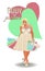Body positive plus size blonde  girl with shopping bags, vector