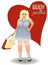 Body positive plus size  blonde woman with shopping bags